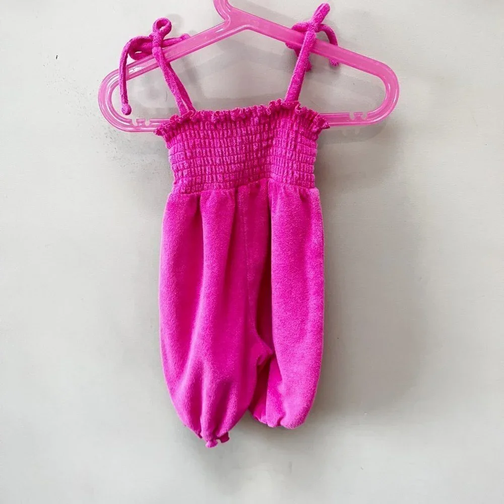 Ralph Lauren Hot Pink Terry Smocked Romper/Jumpsuit- Size 12 months